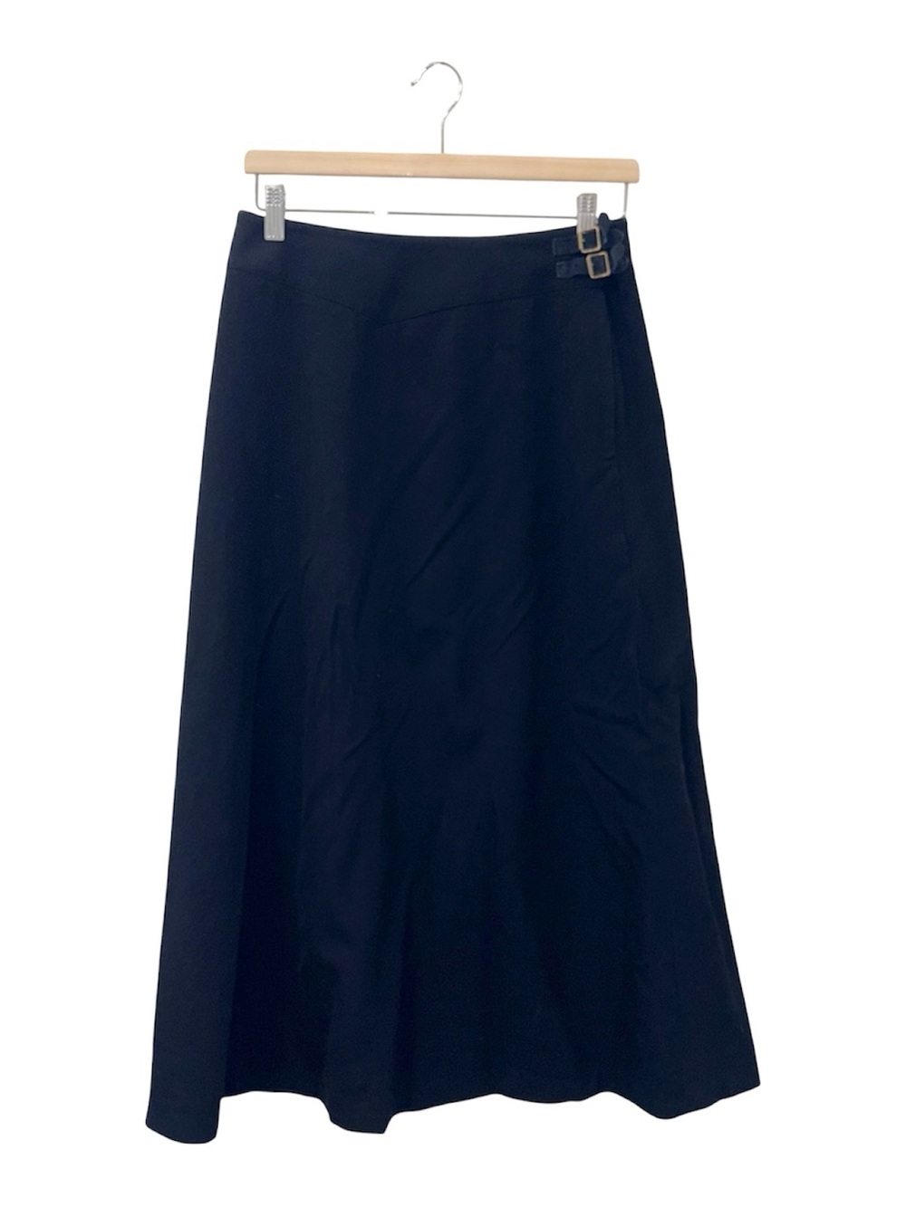 LAUREN PALPH LAUREN A-Line Midi Skirt with Decorative Buckles Sz 8 wool